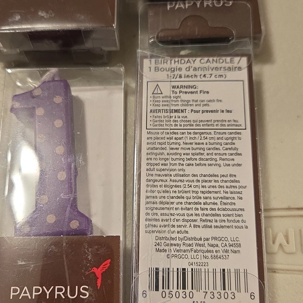 New PAPYRUS #1 Birthday Celebration Colored Candles pack of 6